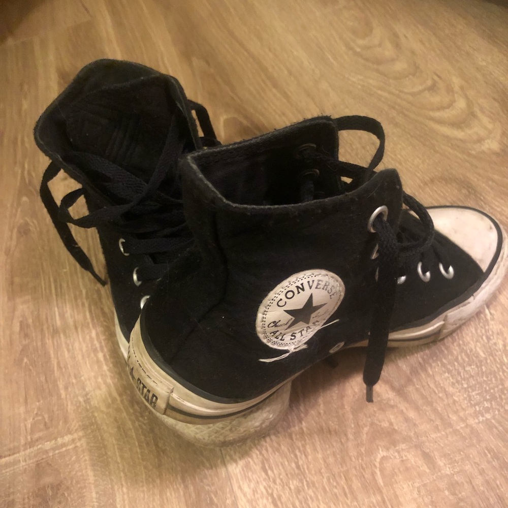 Jet black woven pattern converse chuck taylor